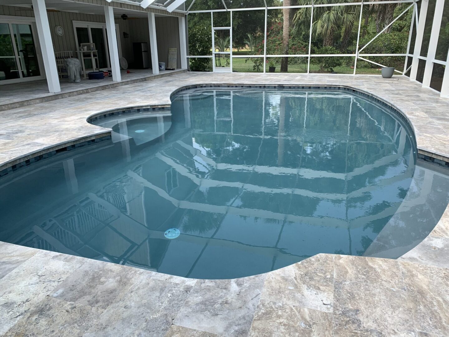 A pool that has been cleaned and is ready for use.